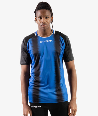 Shirt Calcio Givova Stripe Nero/Azzurro