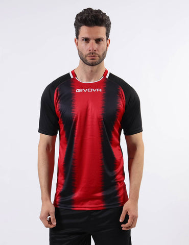 Shirt Calcio Givova Stripe Rosso/Nero