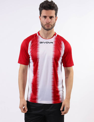 Shirt Calcio Givova Stripe Bianco/Rosso